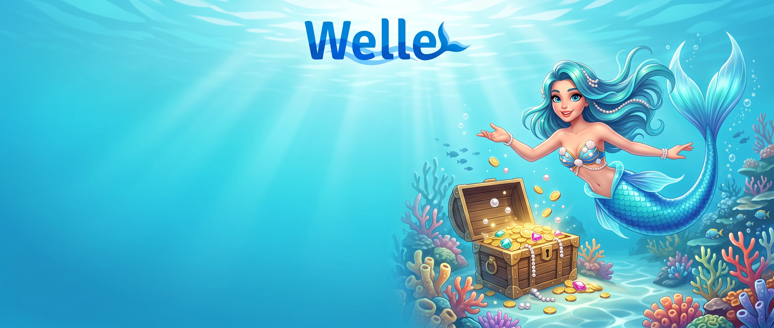 Welle Casino unter Wasser mit Meerjungfrau und Schatztruhe